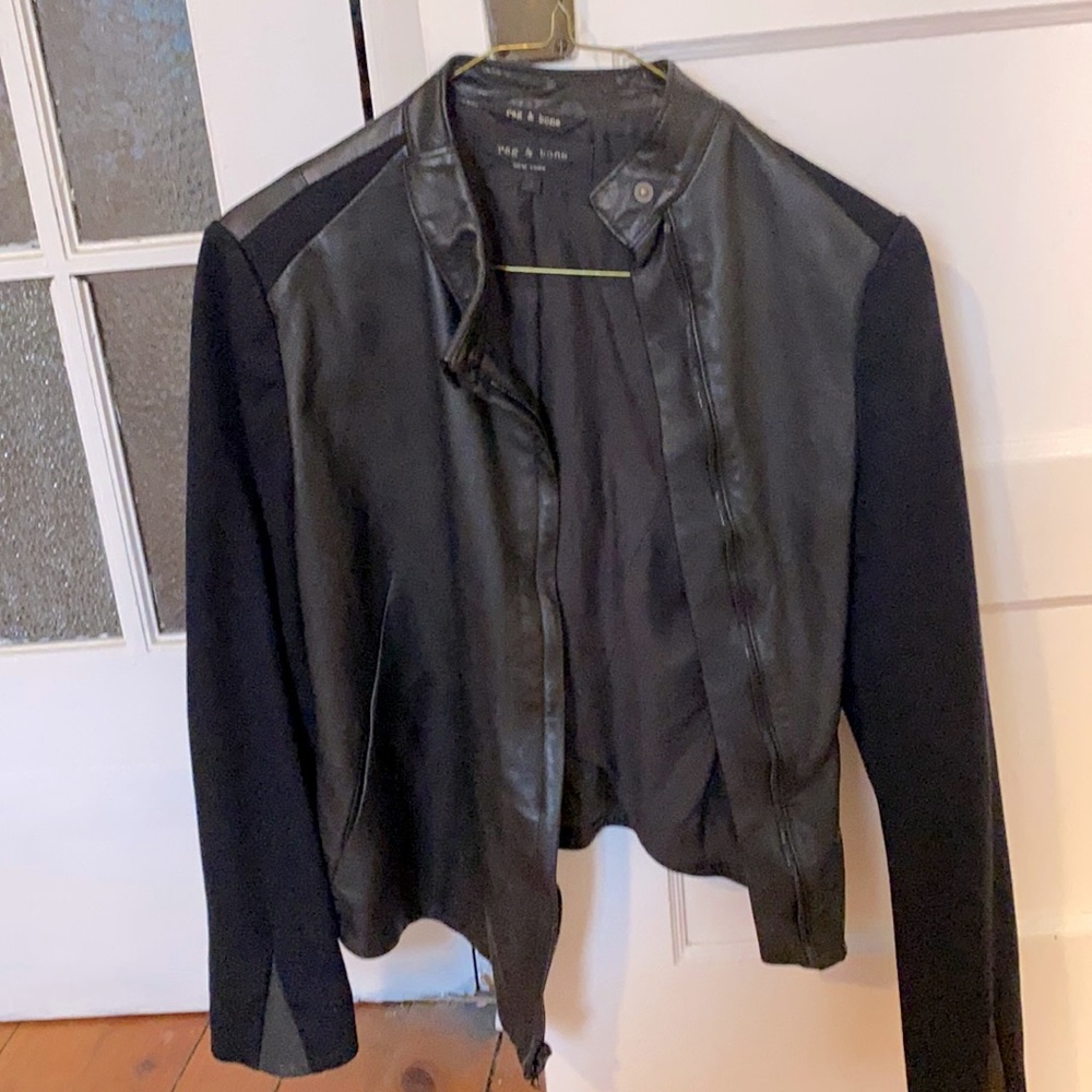Rag & Bone Leather-wool jacket